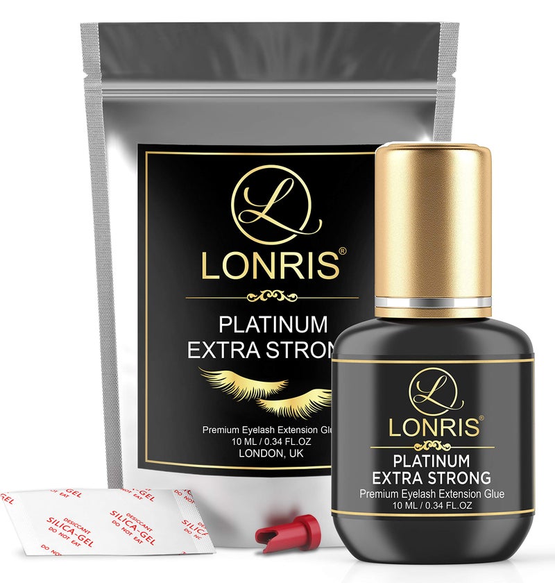LONRIS 8-9 Weeks Retention/Volume Eyelash Extension Glue/Platinum Extra Strong LONRIS Lash / 0.5-1 Sec Drying time/Maximum Bonding/Semi-Permanent Extensions Supplies/Professional Use Black Adhesive (10 ML) - Image 5